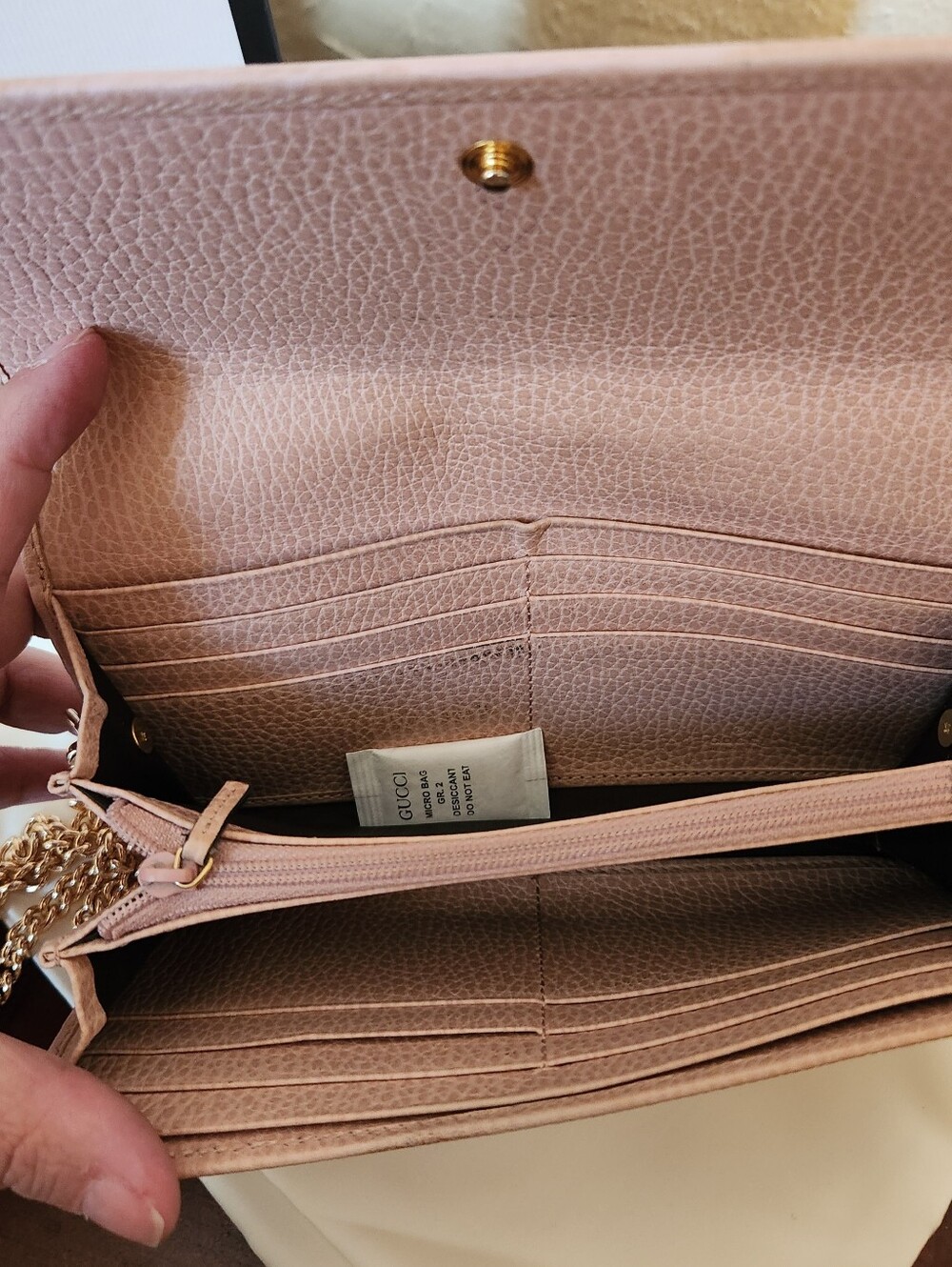Gucci Pink Leather Marmont Wallet On Chain - Picture 6 of 11